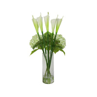 Artificial Hydrangea Calla Lily Arrangement in Tube Clear Glass Vase