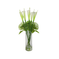 Artificial Hydrangea Calla Lily Arrangement in Tube Clear Glass Vase