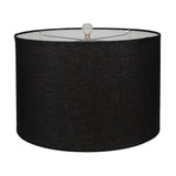 Ash Glass Lamp with Black Linen Shade