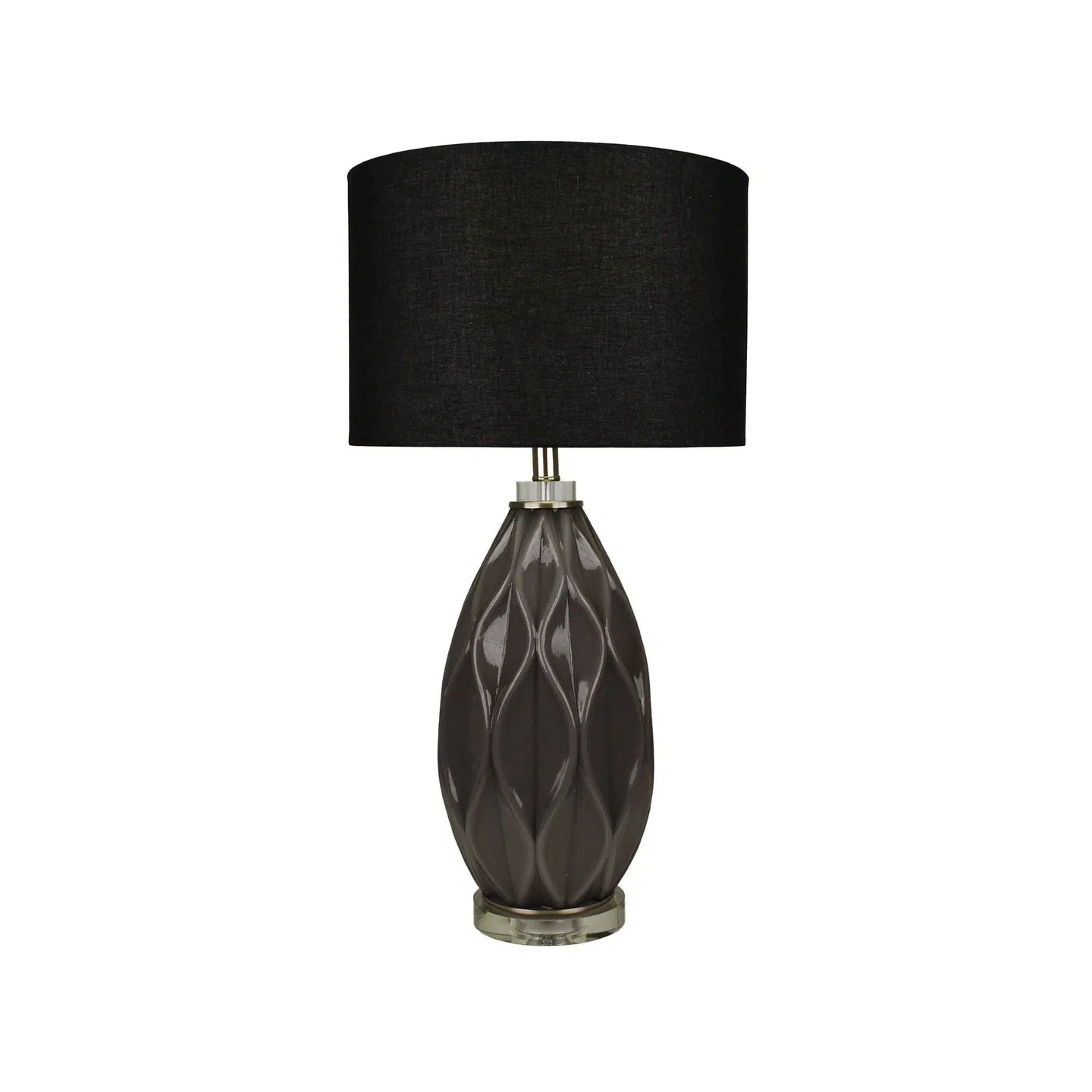 Ash Glass Lamp with Black Linen Shade