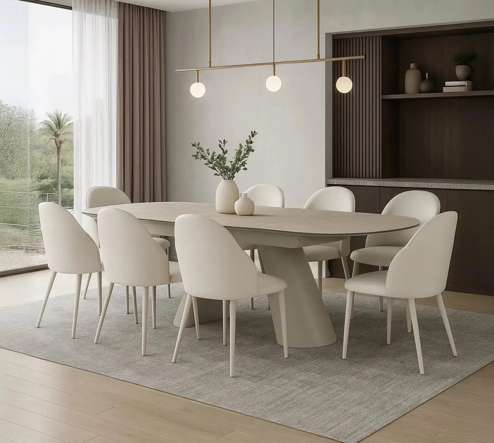 Athena - 1.8m to 2.2m Extending Dining Table (Matt Cream)