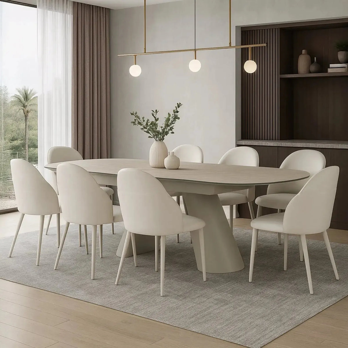 Athena - 1.8m to 2.2m Extending Dining Table (Matt Cream)