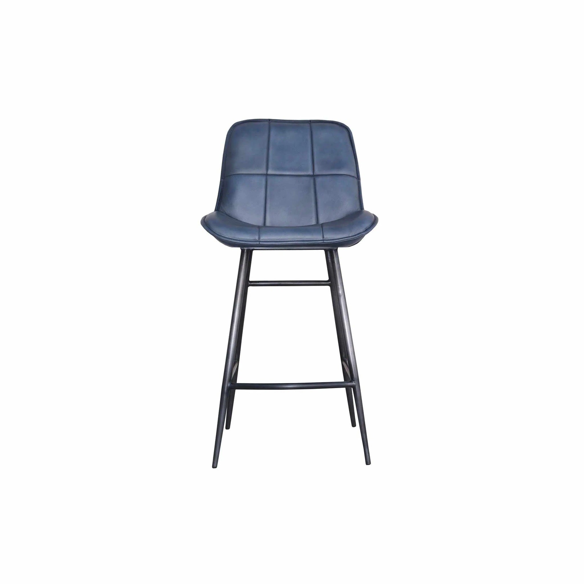 Axel Leather Bar Stool - Blue