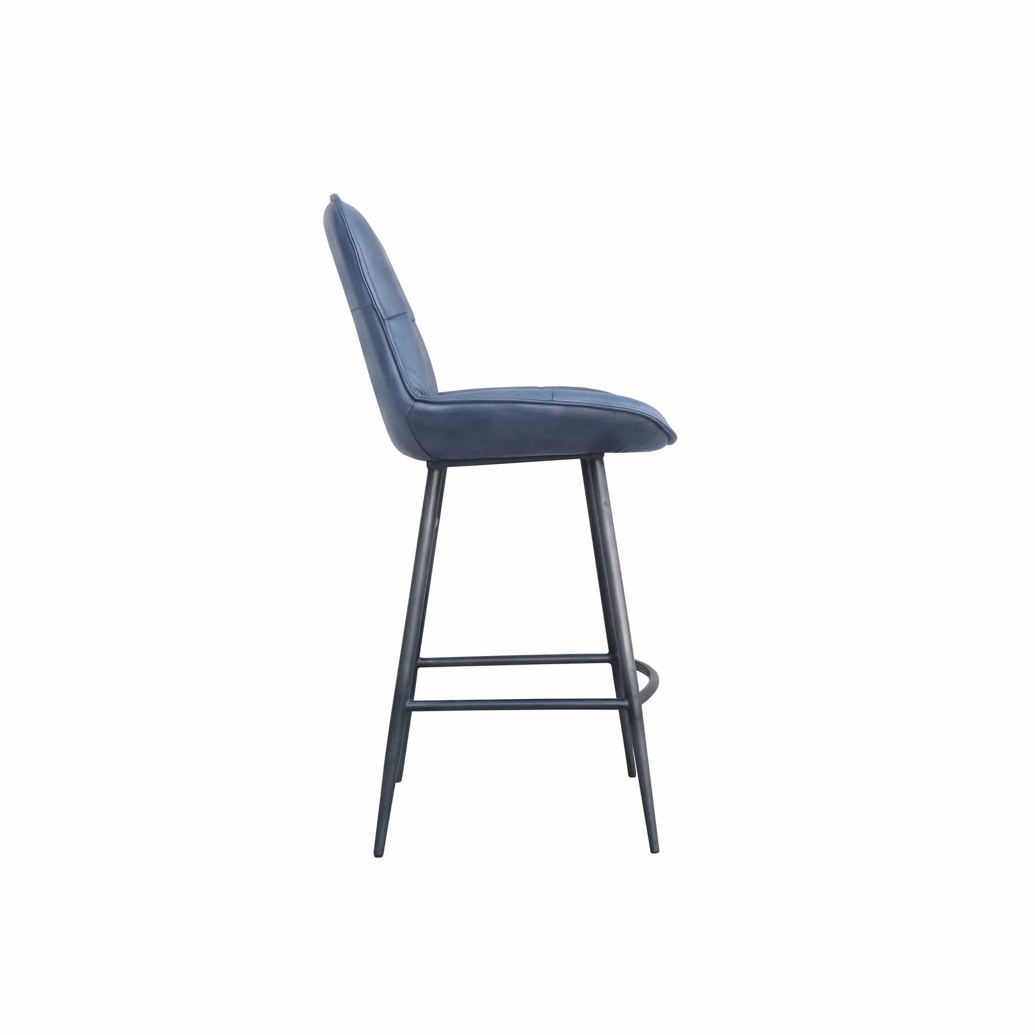 Axel Leather Bar Stool - Blue