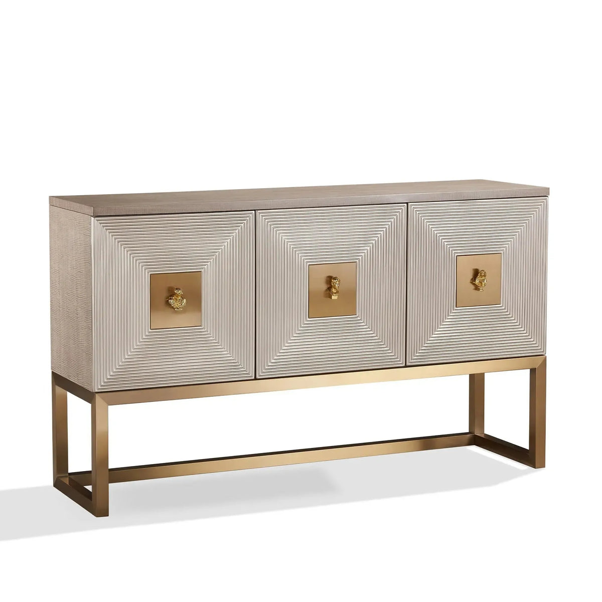 Aztec Champagne Silver and Gold Cube 3 Door Sideboard