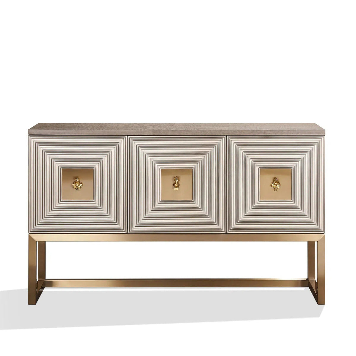 Aztec Champagne Silver and Gold Cube 3 Door Sideboard