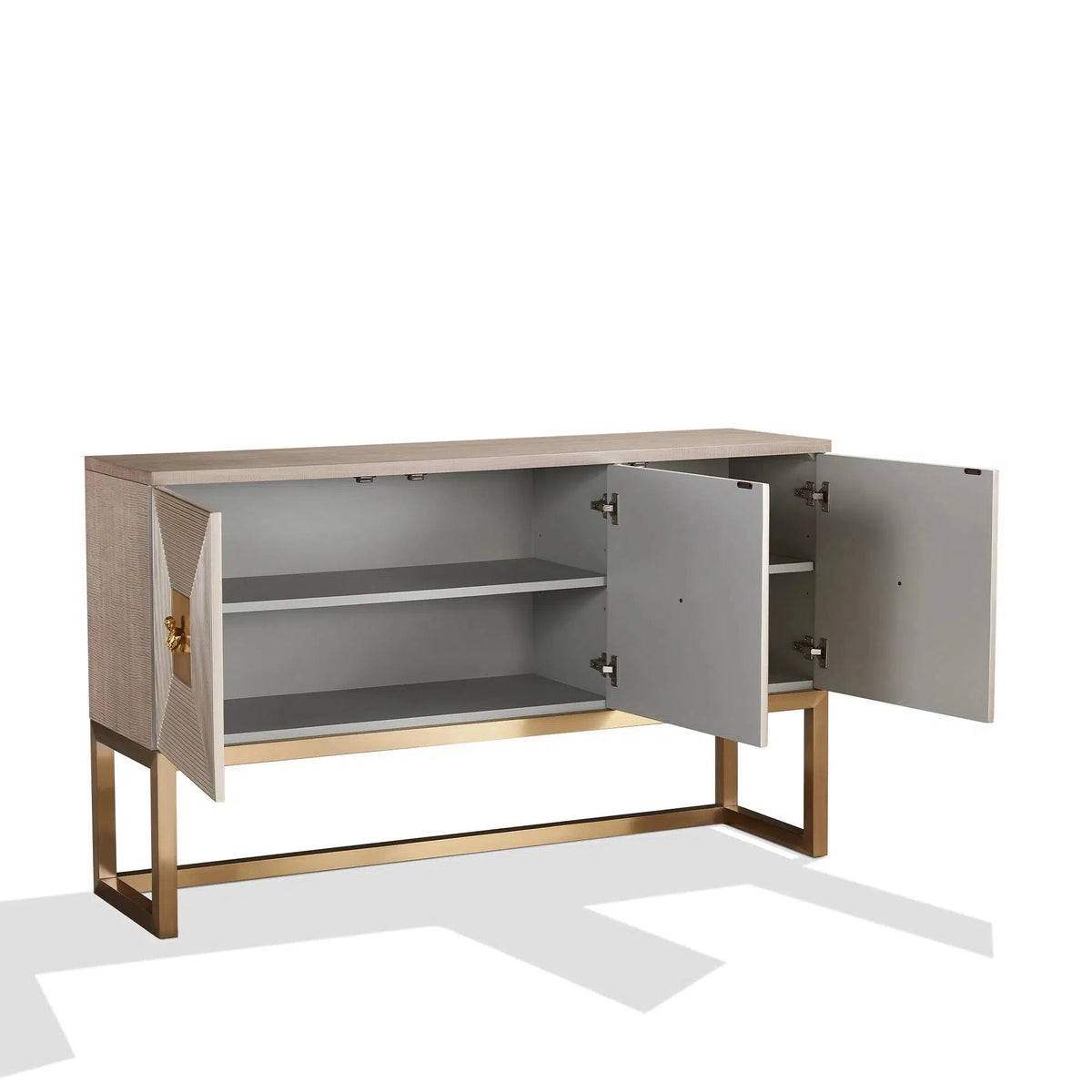 Aztec Champagne Silver and Gold Cube 3 Door Sideboard