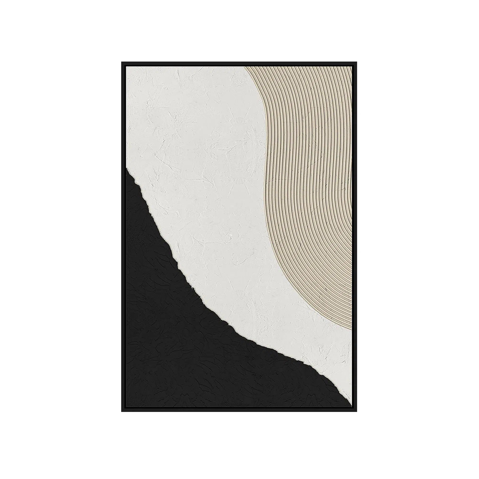 Beige, Black and White Abstract Print