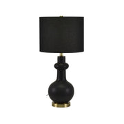 Black Ceramic Lamp with Black Linen Shade 2
