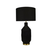 Black Ceramic Lamp with Black Linen Shade 4