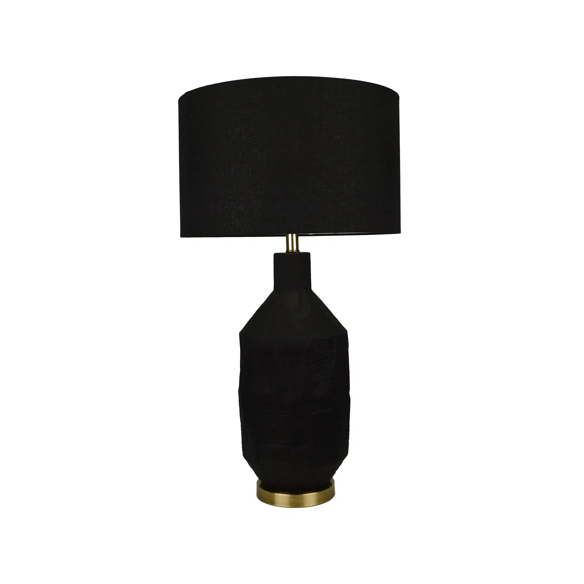 Black Ceramic Lamp with Black Linen Shade 4