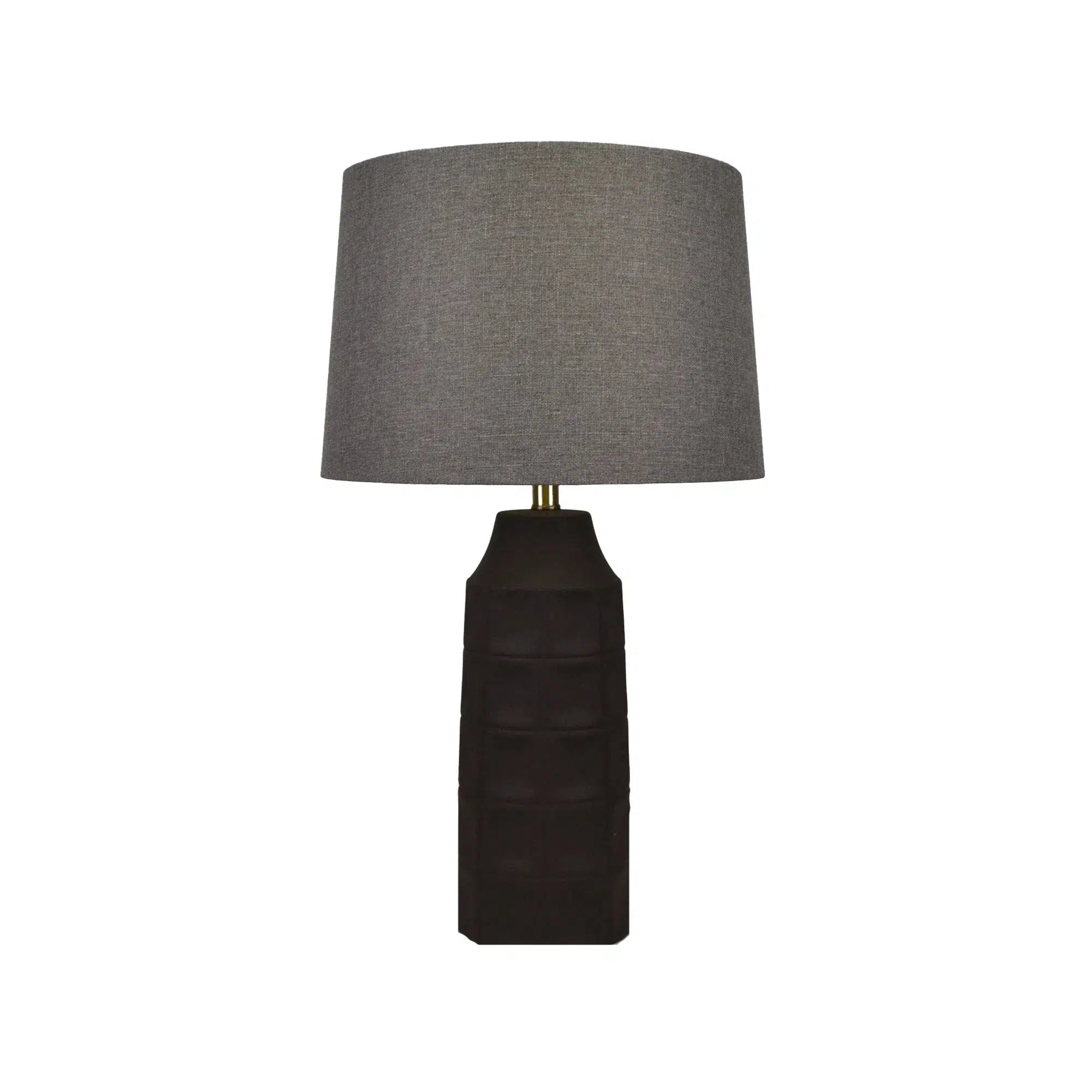 Black Ceramic Lamp with Grey Linen Shade