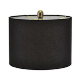 Black Glass Lamp with Black Linen Shade