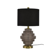 Black Glass Lamp with Black Linen Shade