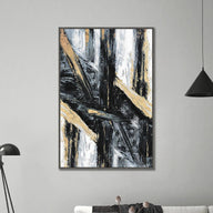 Black, White and Gold Abstract Hand Painting 4