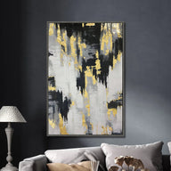 Black, White and Gold Abstract Hand Painting 7