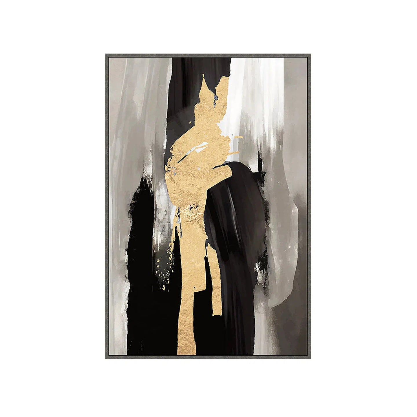 Black, White and Gold Abstract Hand Painting 8