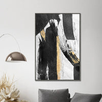 Black, White and Gold Abstract Hand Painting 9