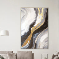 Black, White and Gold Abstract Print