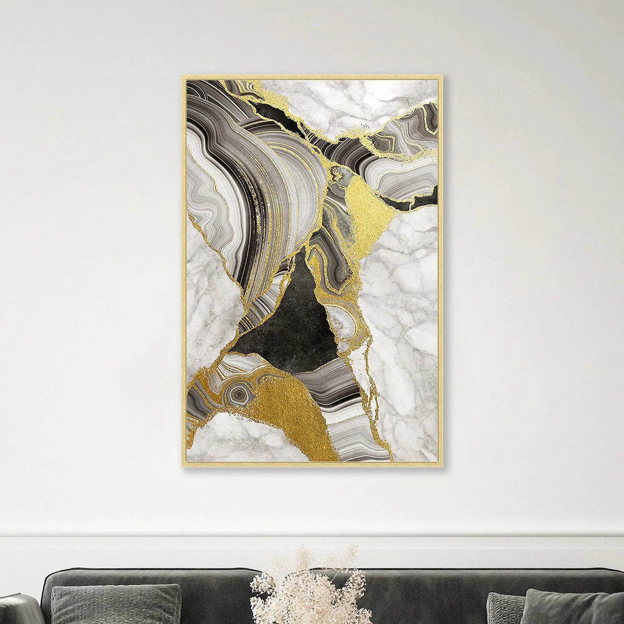 Black, White and Gold Marble Print 1