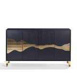 Black and Gold Detail 4 Door Sideboard