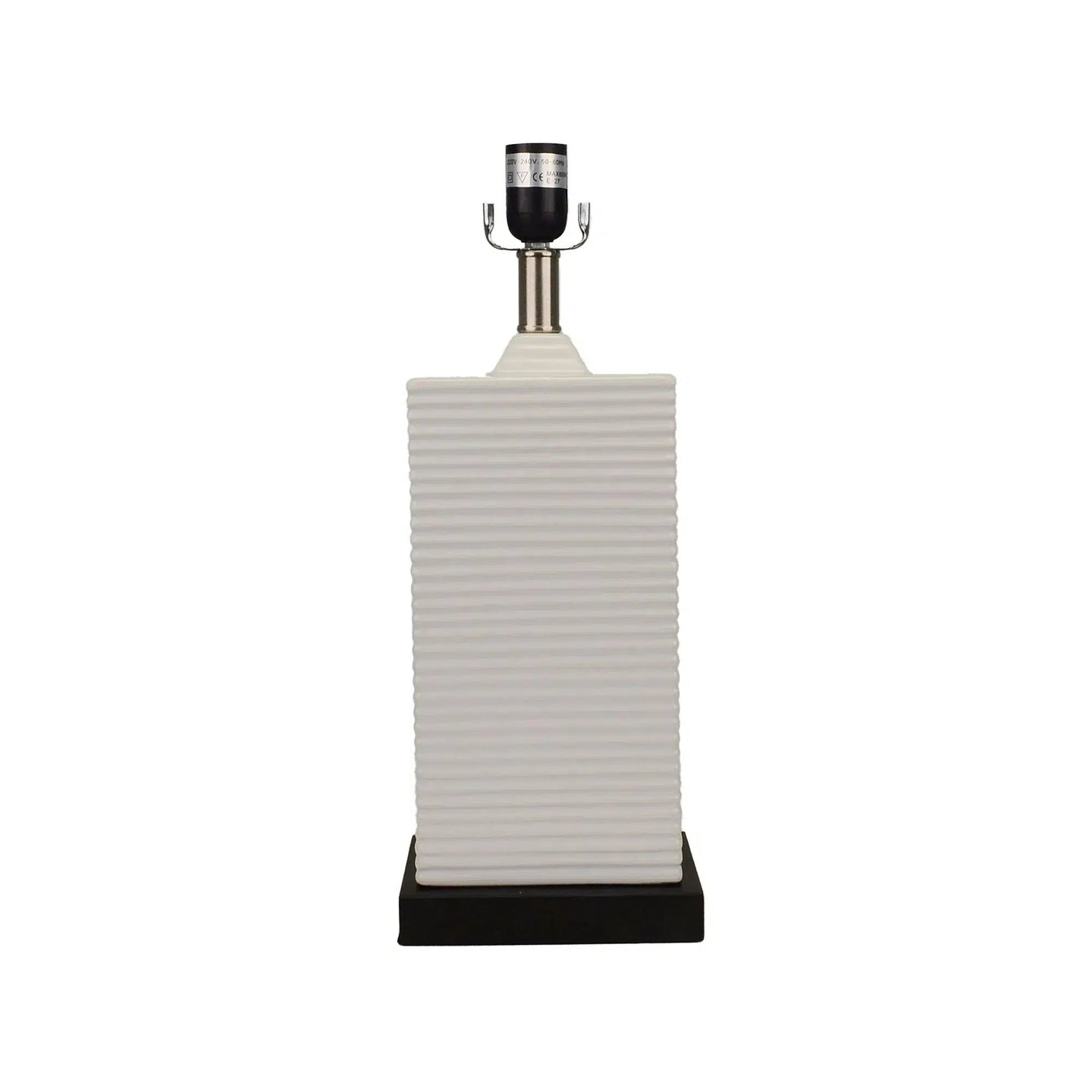 Black and White Ceramic Lamp with Bamboo Linen Shade