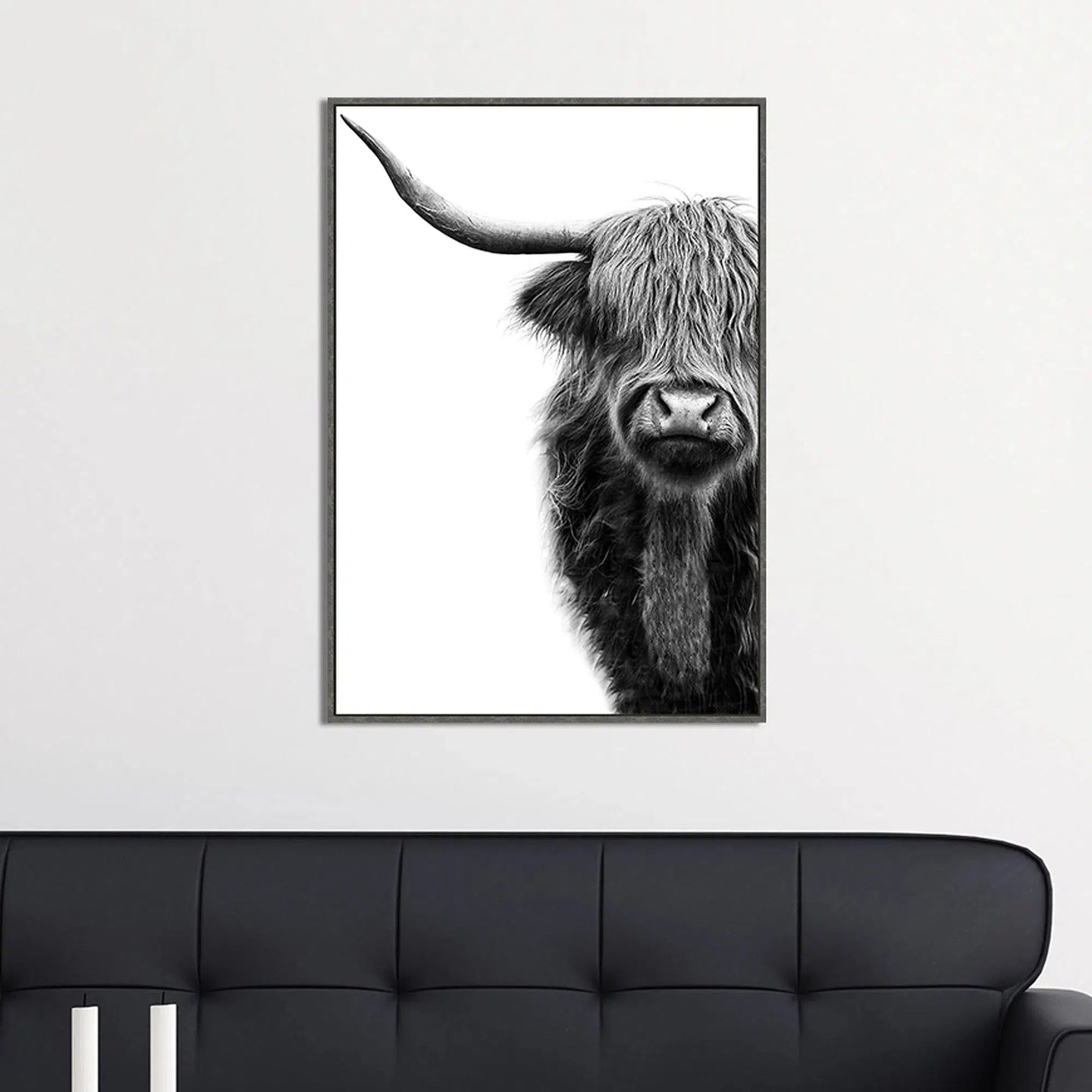 Black and White Highland Cow Print 1