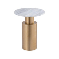 Brass Side Table with White Marble Top