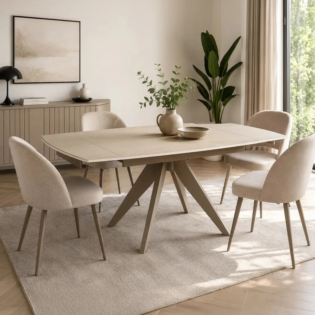 Brent - Extending Dining Table- Beige