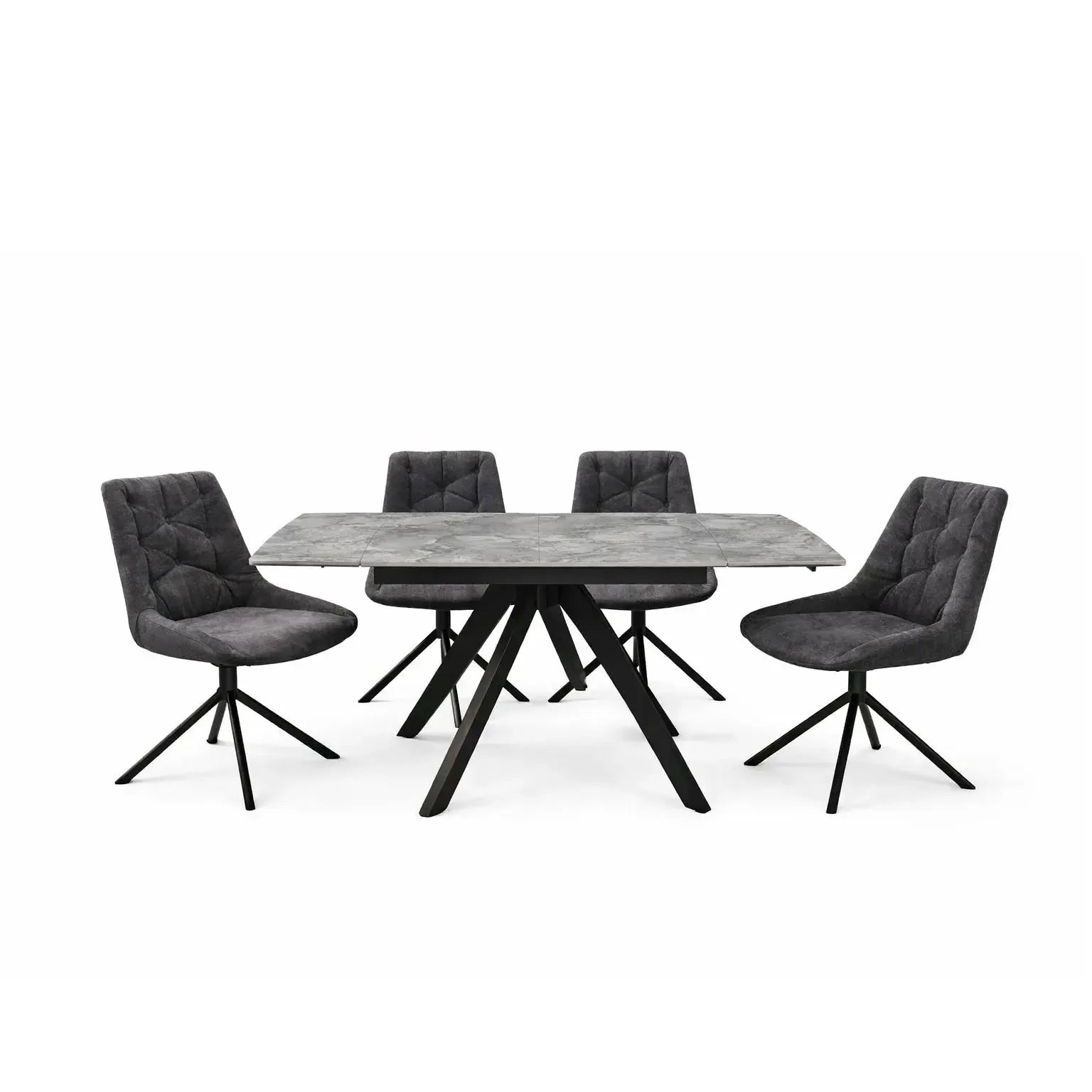 Brent Grey Dining Table and 4 Huxley Dark Grey Dining Chairs