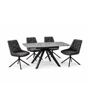Brent Grey Dining Table and 4 Huxley Dark Grey Dining Chairs