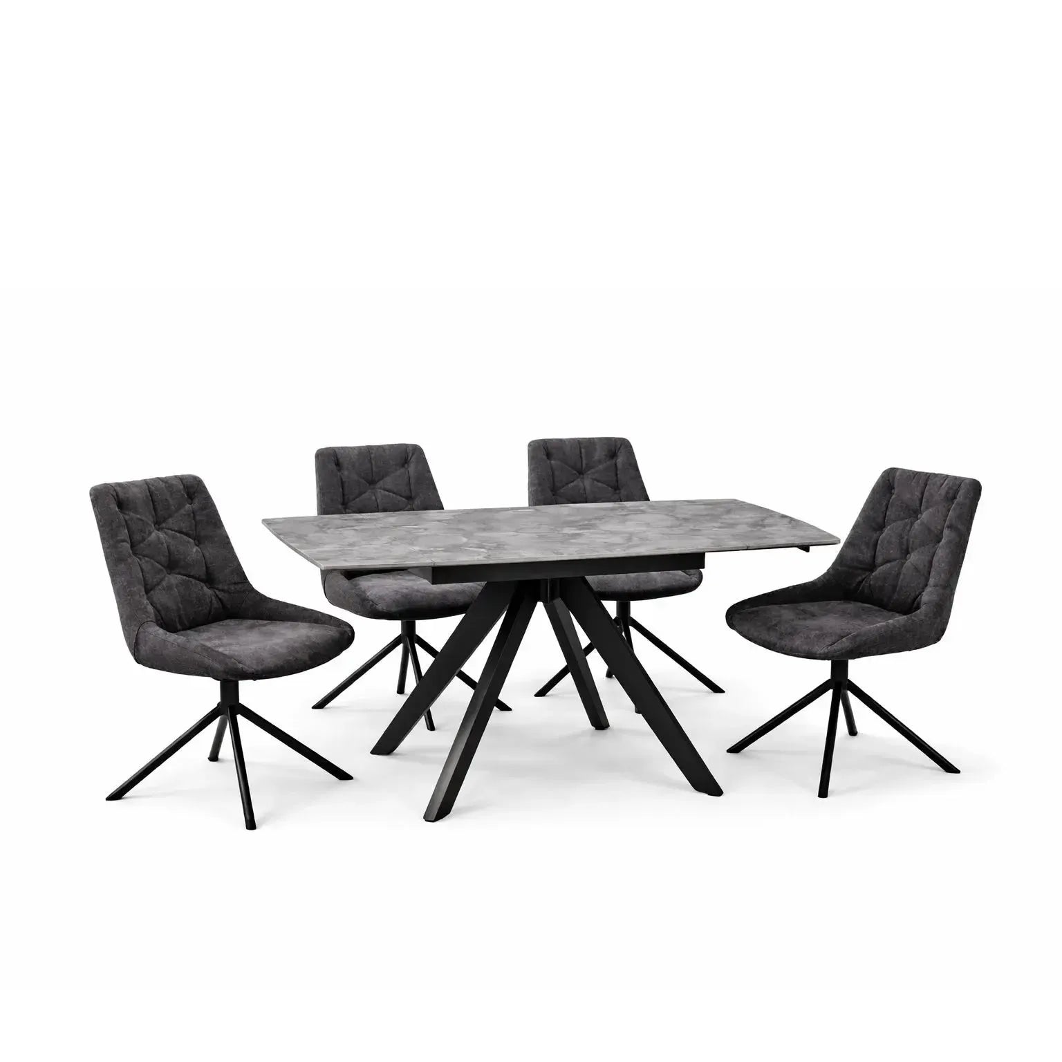 Brent Grey Dining Table and 4 Huxley Dark Grey Dining Chairs