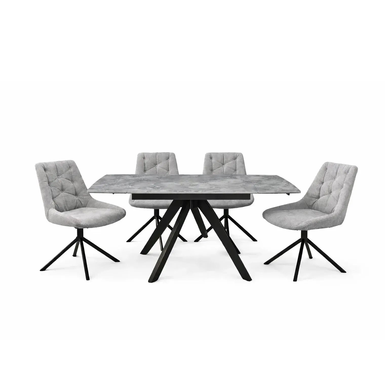 Brent Grey Dining Table and 4 Huxley Light Grey Dining Chairs