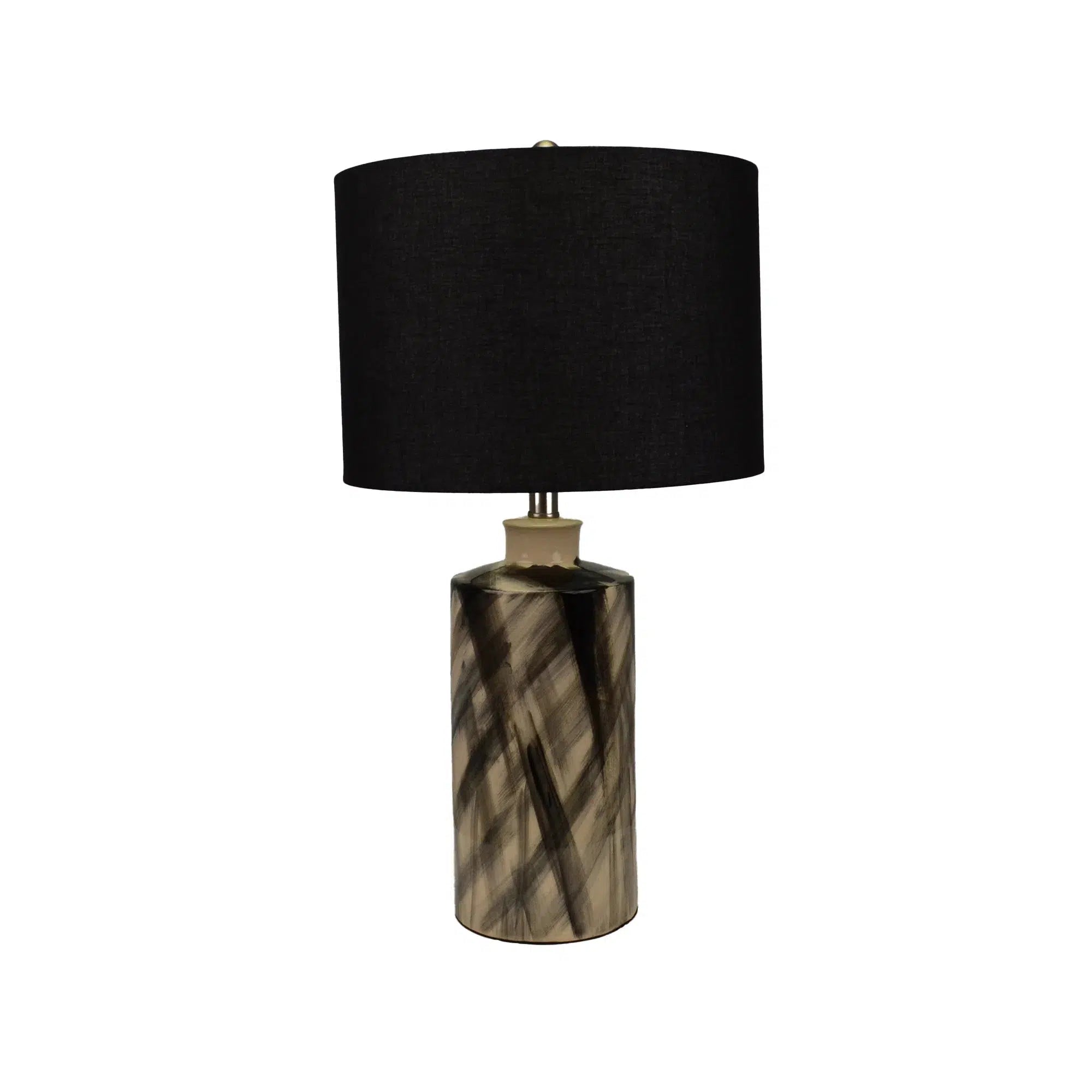 Brushed Ceramic Lamp with Black Linen Shade