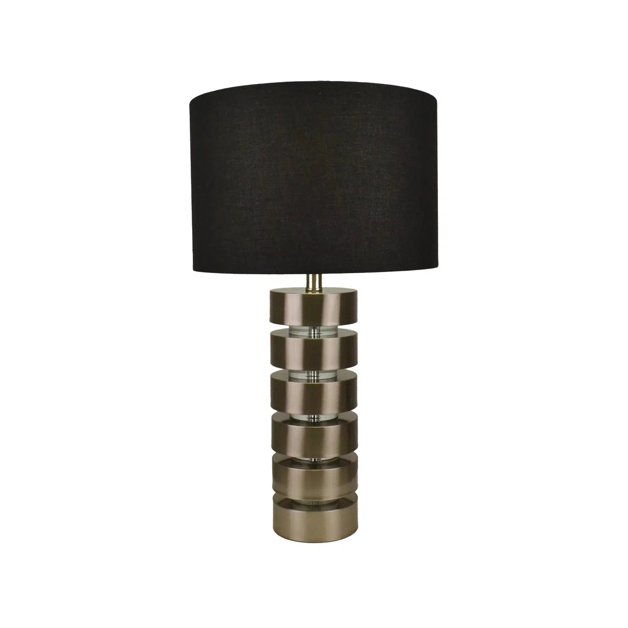 Brushed Nickel Lamp with Black Linen Shade