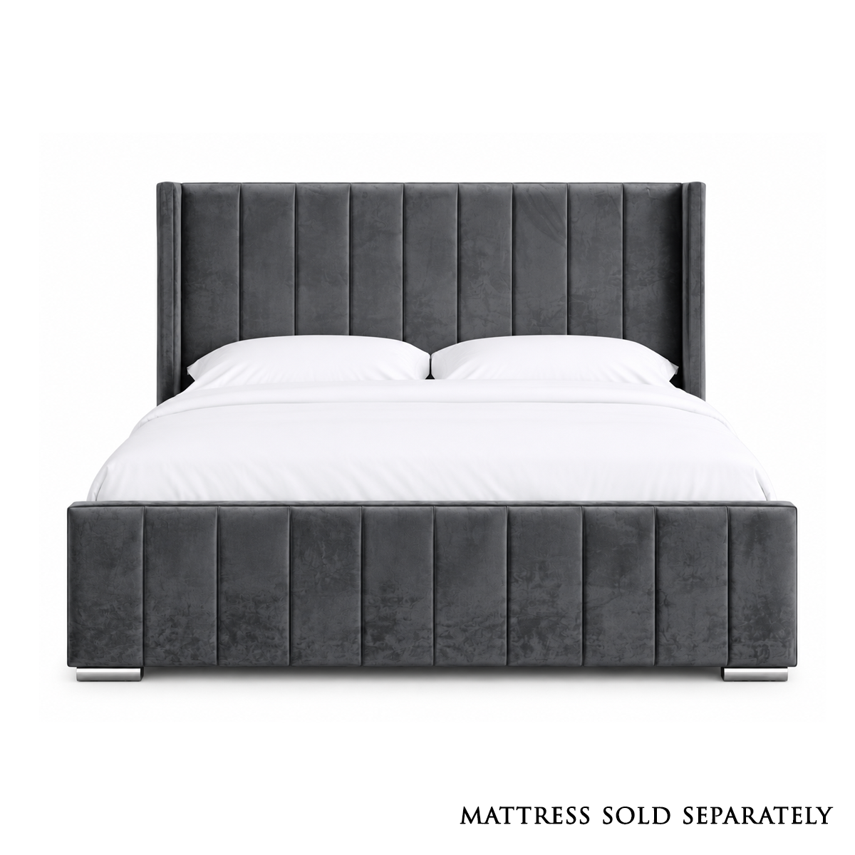 California King Size Bed in Plush Steel