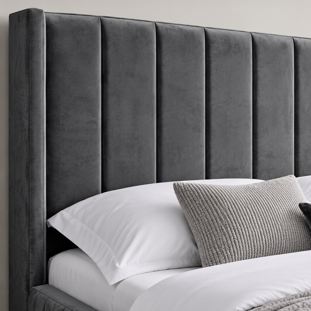 California King Size Bed in Plush Steel