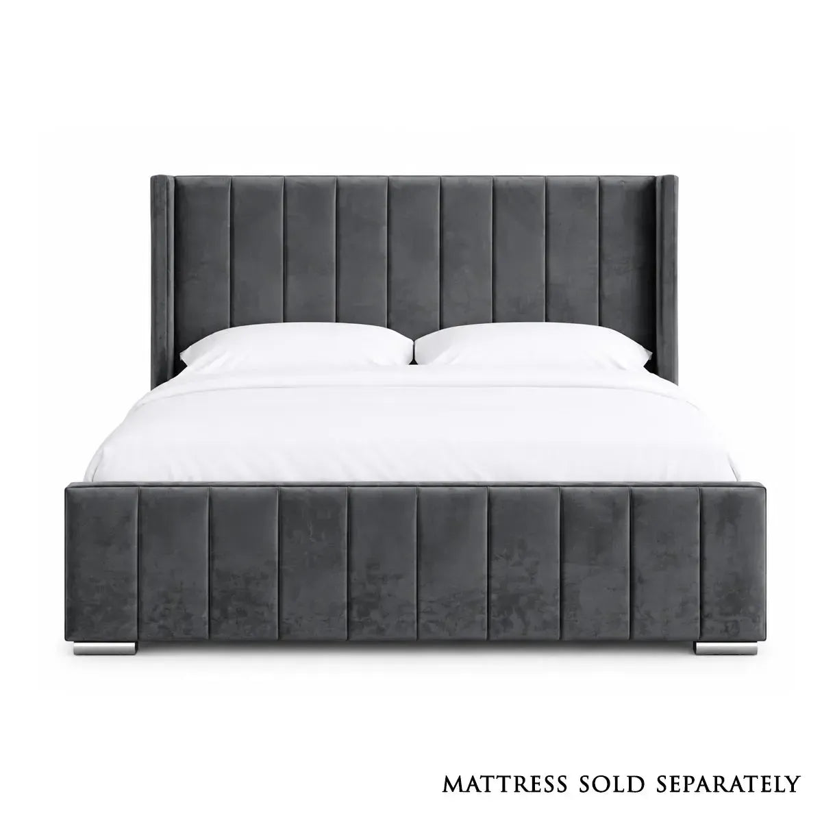 California King Size Bed in Plush Steel