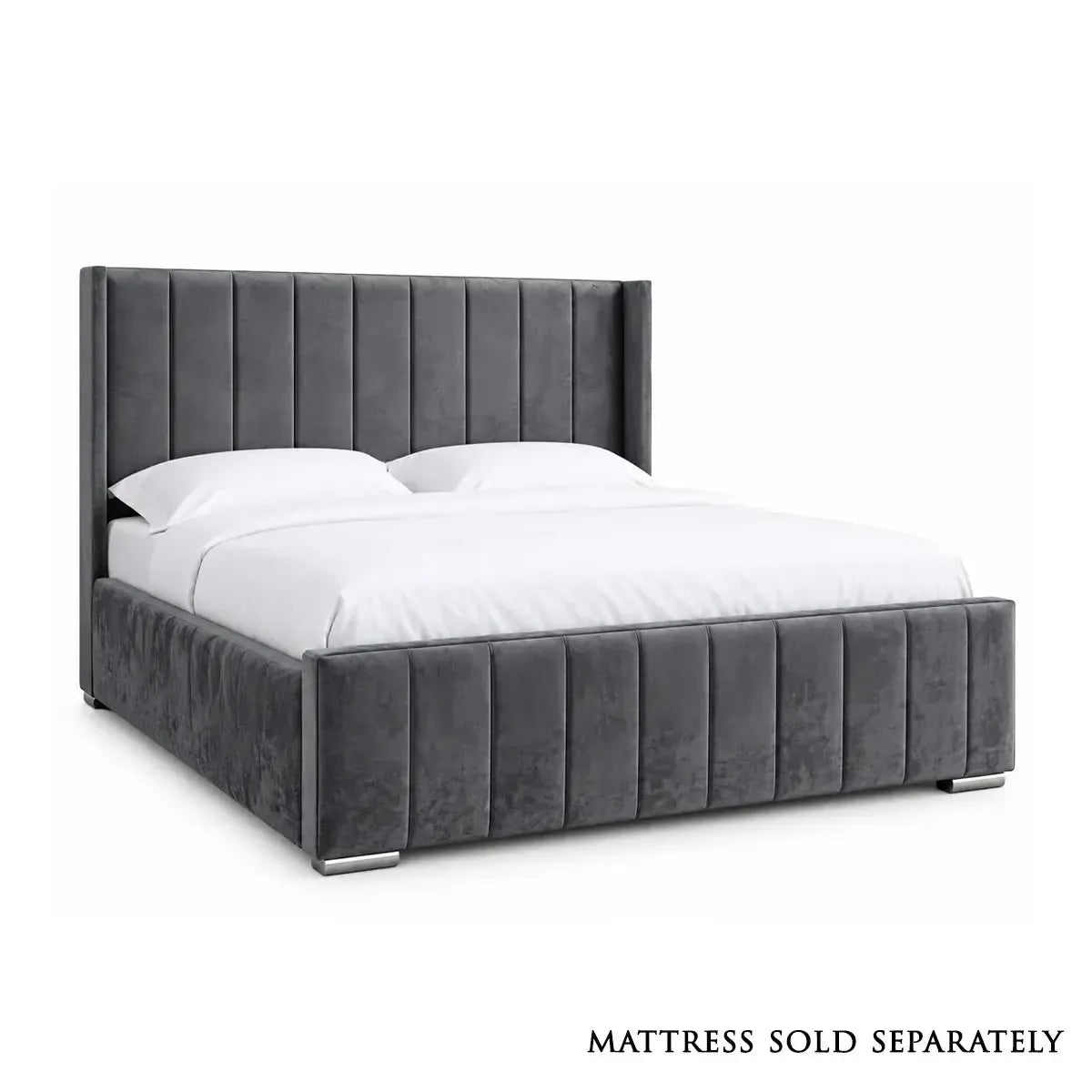 California King Size Bed in Plush Steel