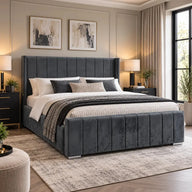California King Size Bed in Plush Steel