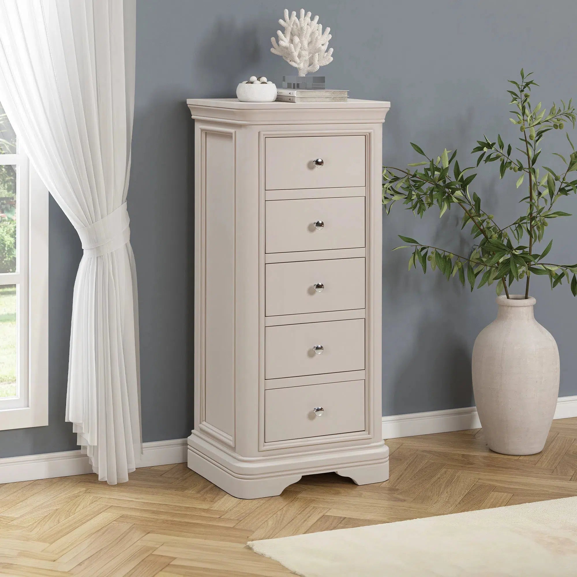 Cambridge - Tall 5 Drawer Chest - Grey