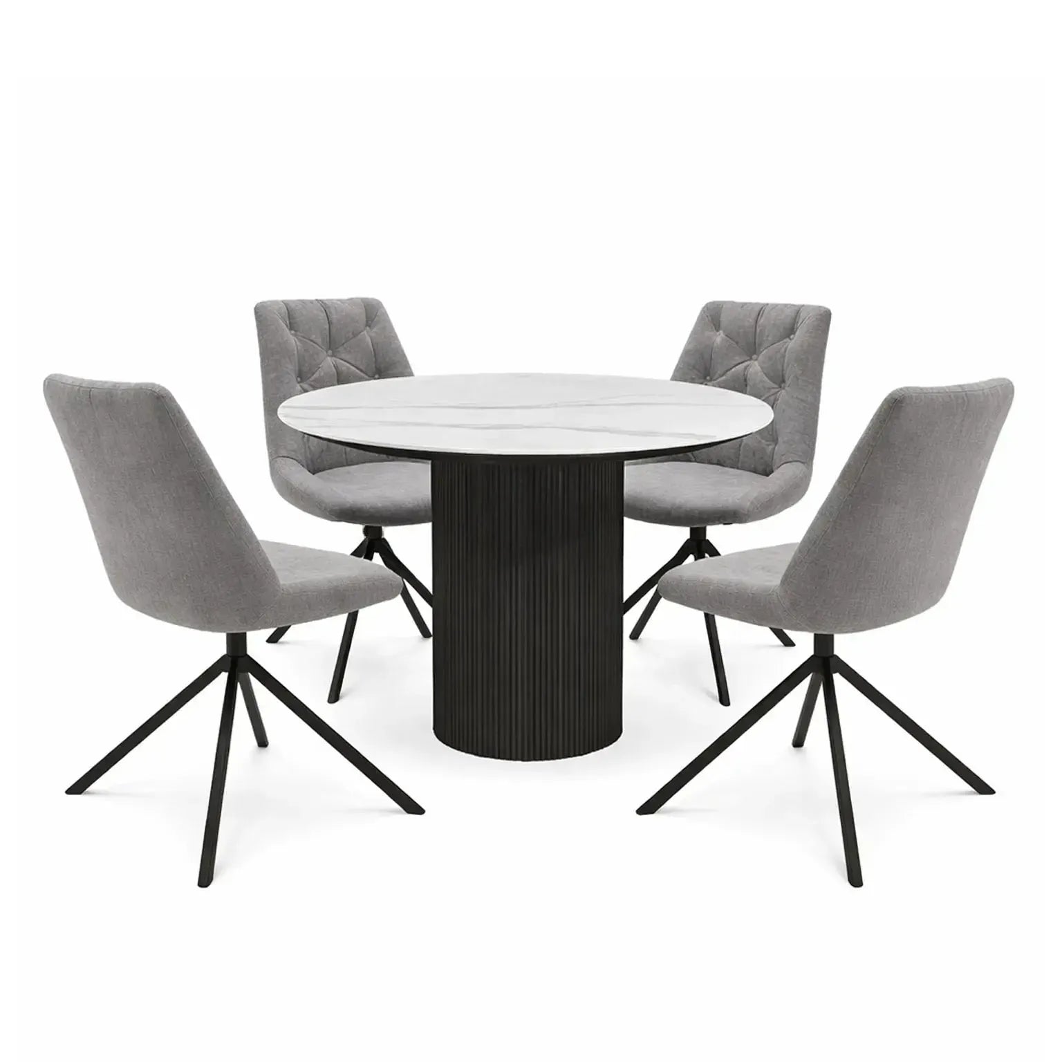 Camilla Dining Table and 4 Light Grey Huxley Chairs