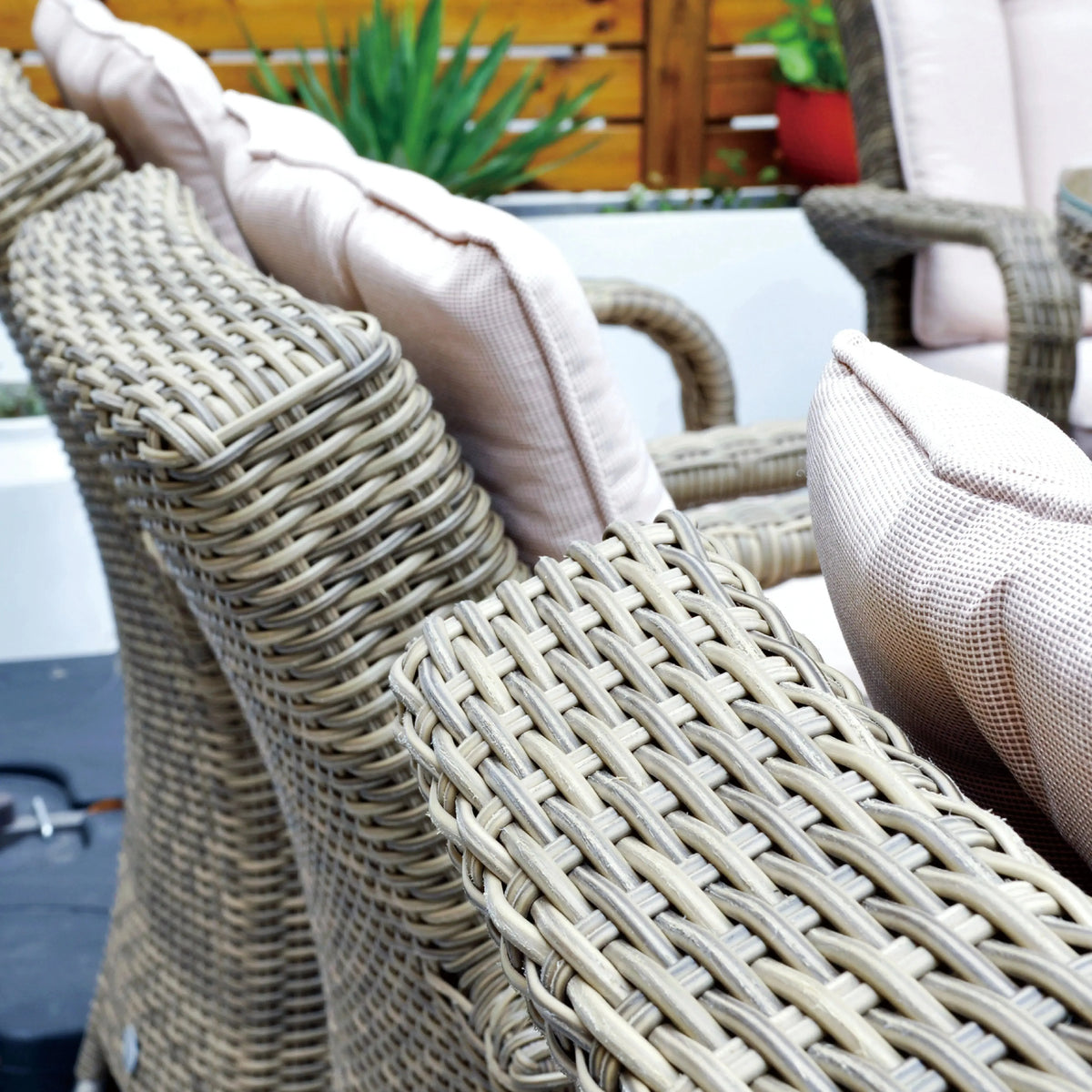 Cancun 180x100 Oval Table & 6 Bridge Arm Chairs Outdoor Set – Natural with Beige Cushions