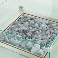 Capri Square Fire Pit Table - Grey Plain Glass