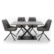 Carrera 1.8 Grey Dining Table and 4 Dark Grey Huxley Chairs