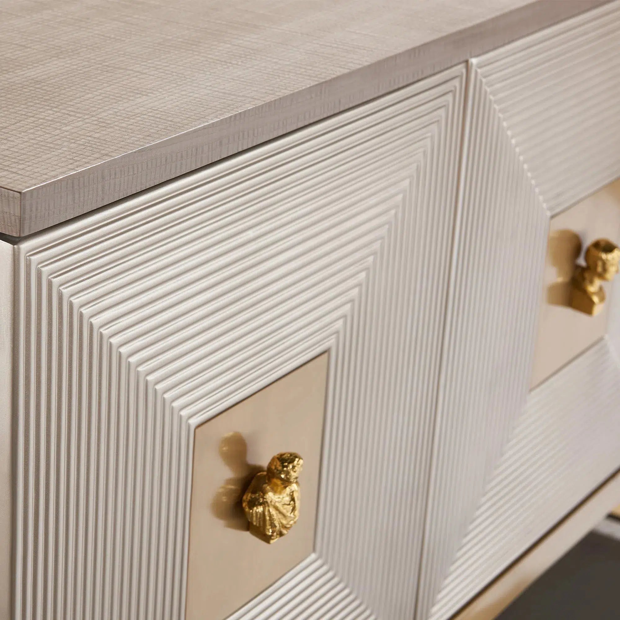 Champagne Silver and Gold Cube 3 Door Sideboard