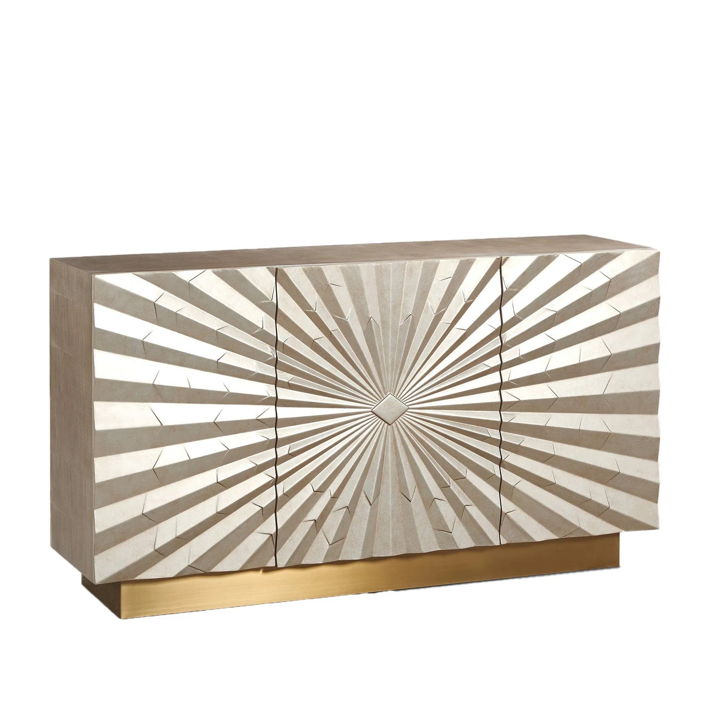 Champagne Silver and Gold Sunburst 3 Door Sideboard