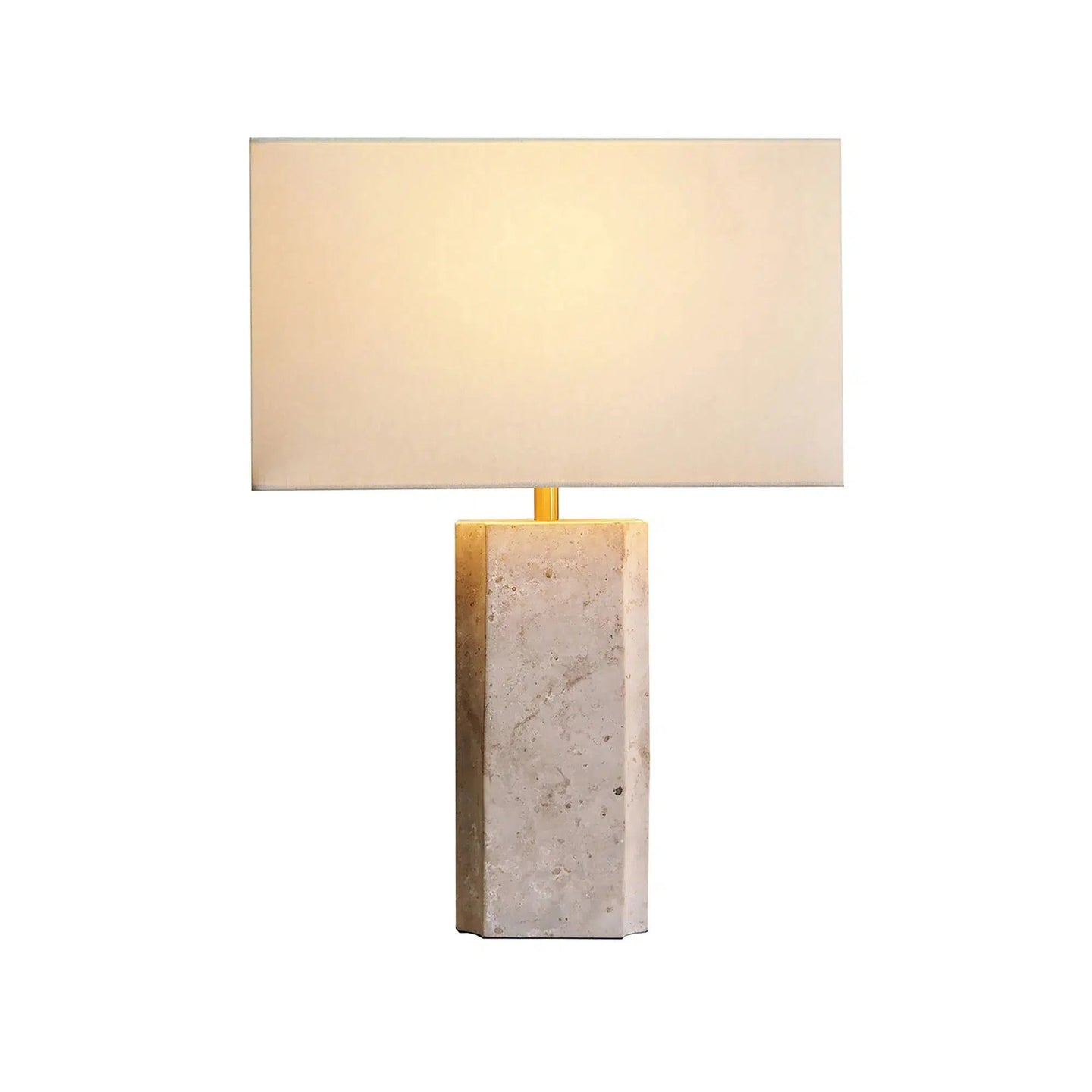 Classic Travertine Table Lamp with Rectangular Lamp Shade