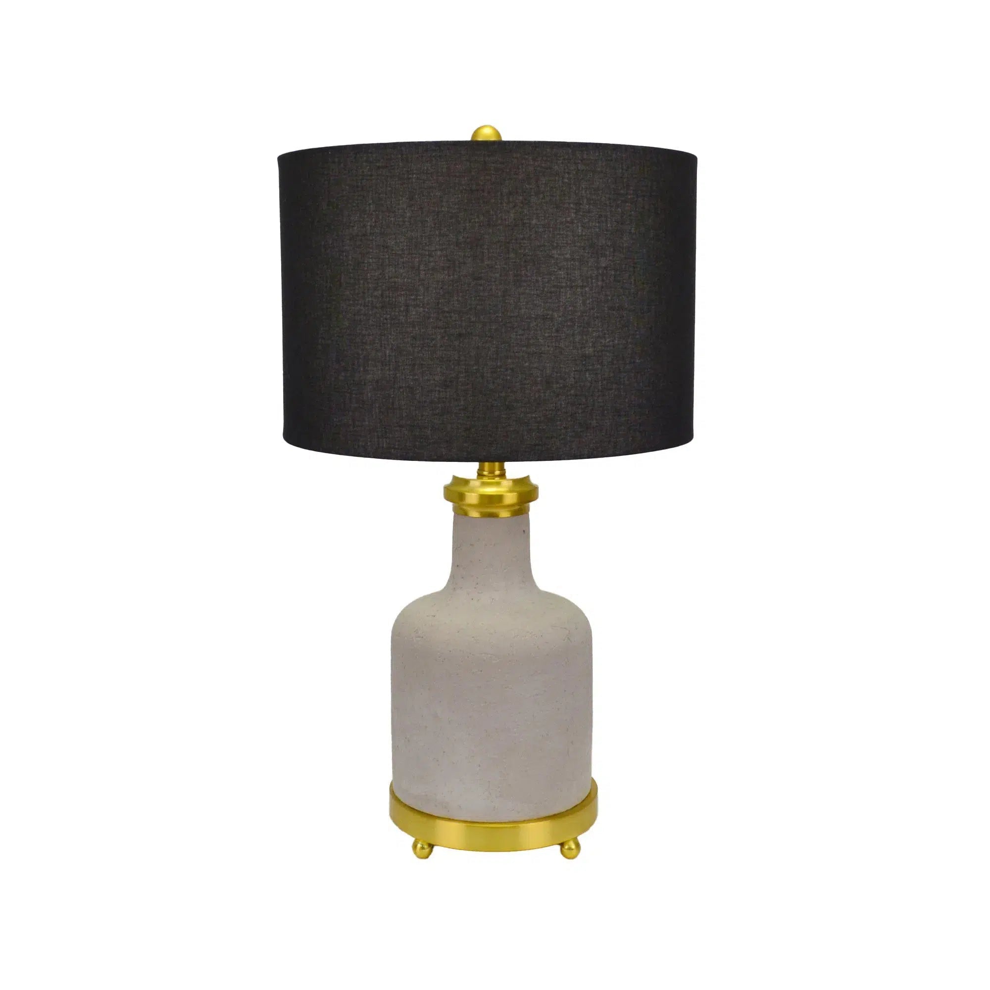 Concrete Lamp with Black Linen Shade