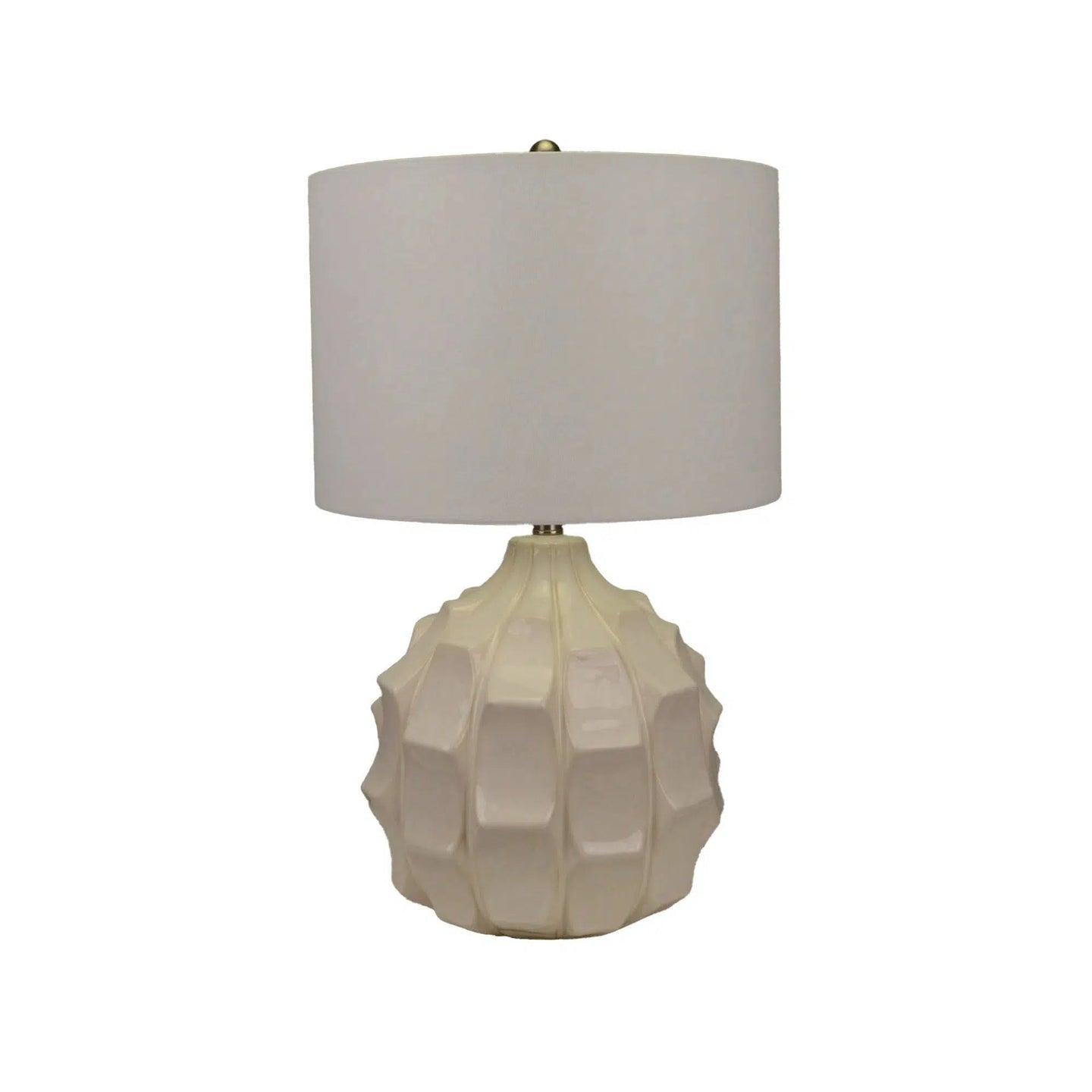 Cream Ceramic Lamp with White Linen Shade